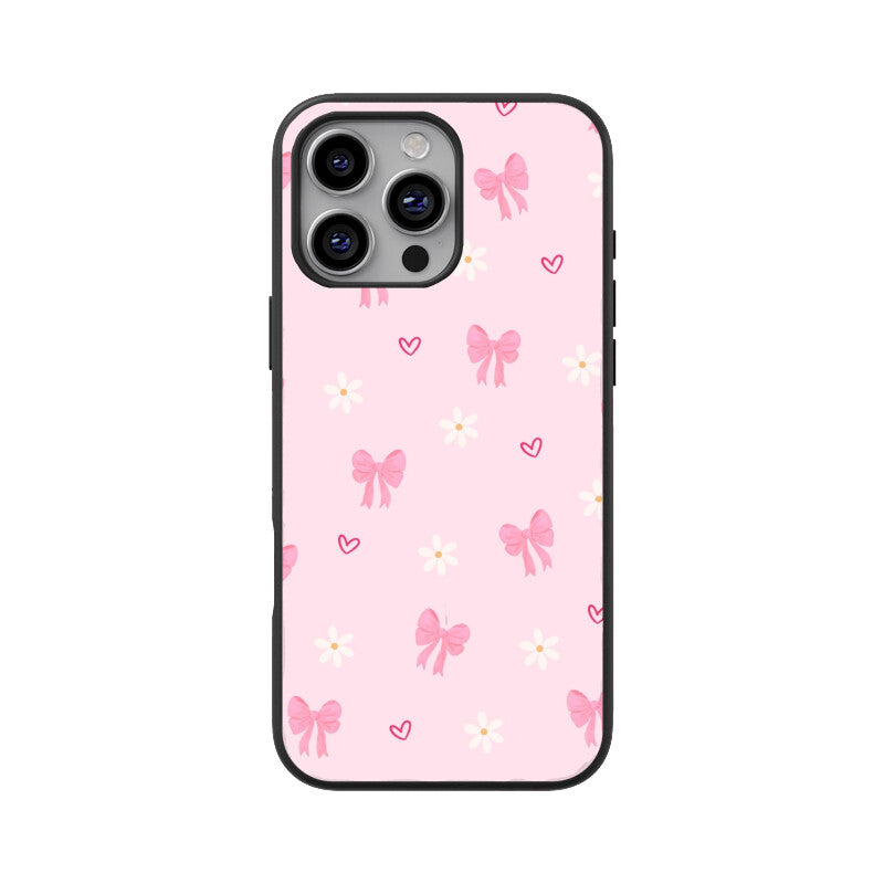 Pink Bow Floral Glass Case
