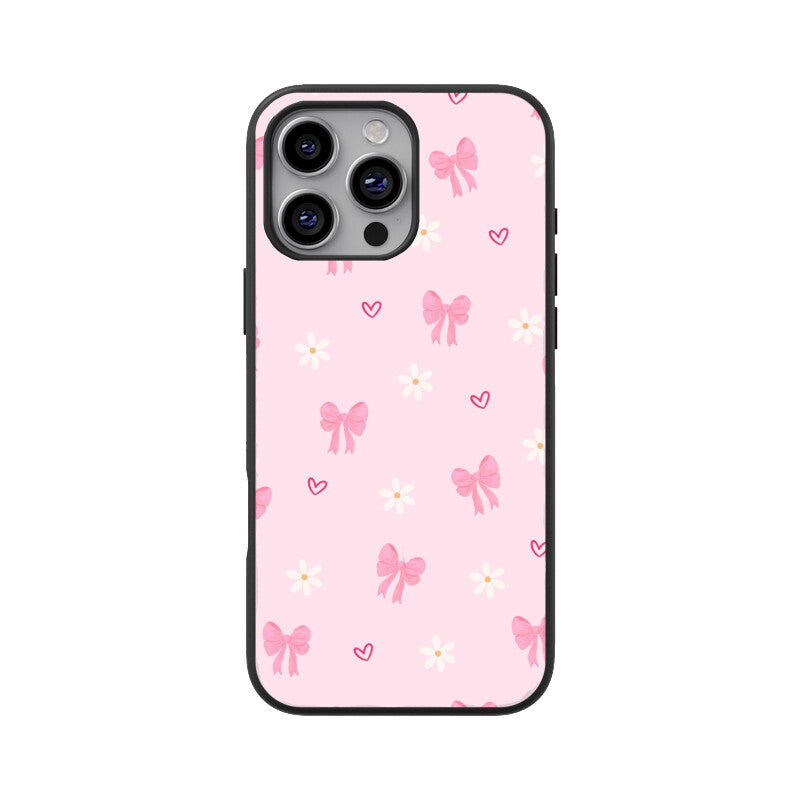Pink Bow Floral Glass Case