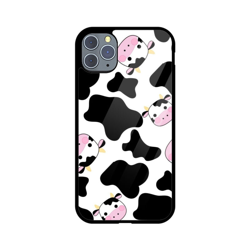 Cute Cow Cartoon Glass Case