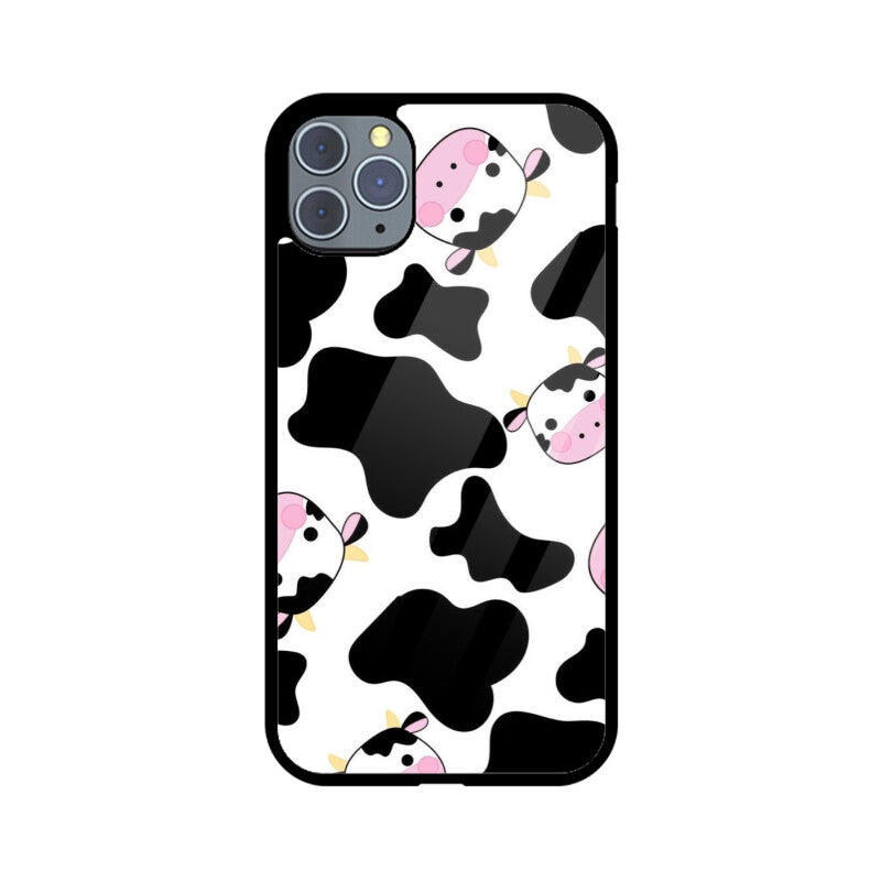 Cute Cow Cartoon Glass Case