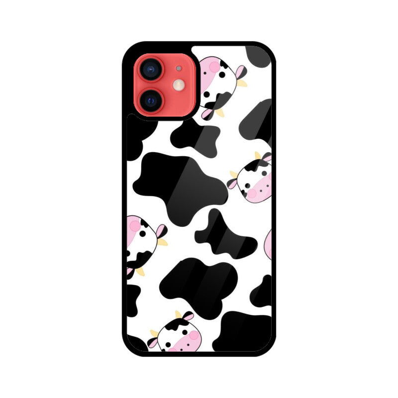 Cute Cow Cartoon Glass Case