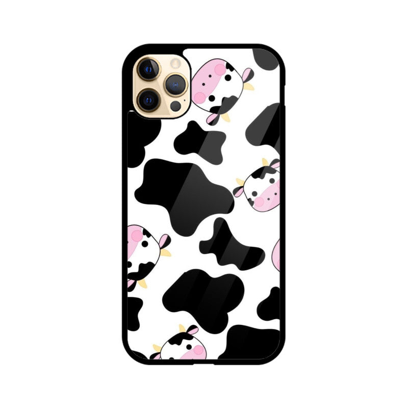 Cute Cow Cartoon Glass Case