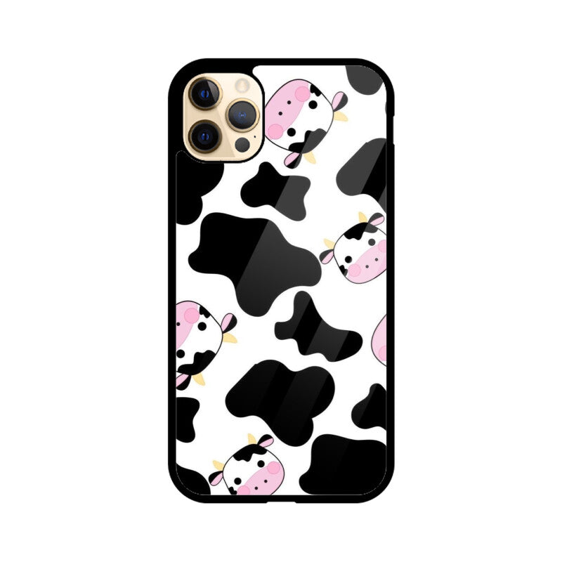 Cute Cow Cartoon Glass Case