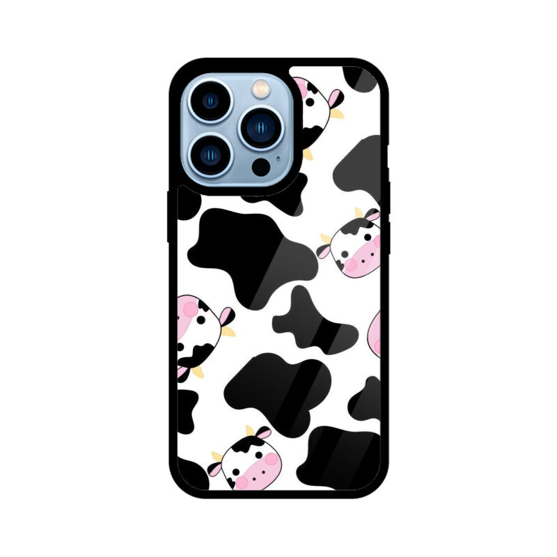 Cute Cow Cartoon Glass Case
