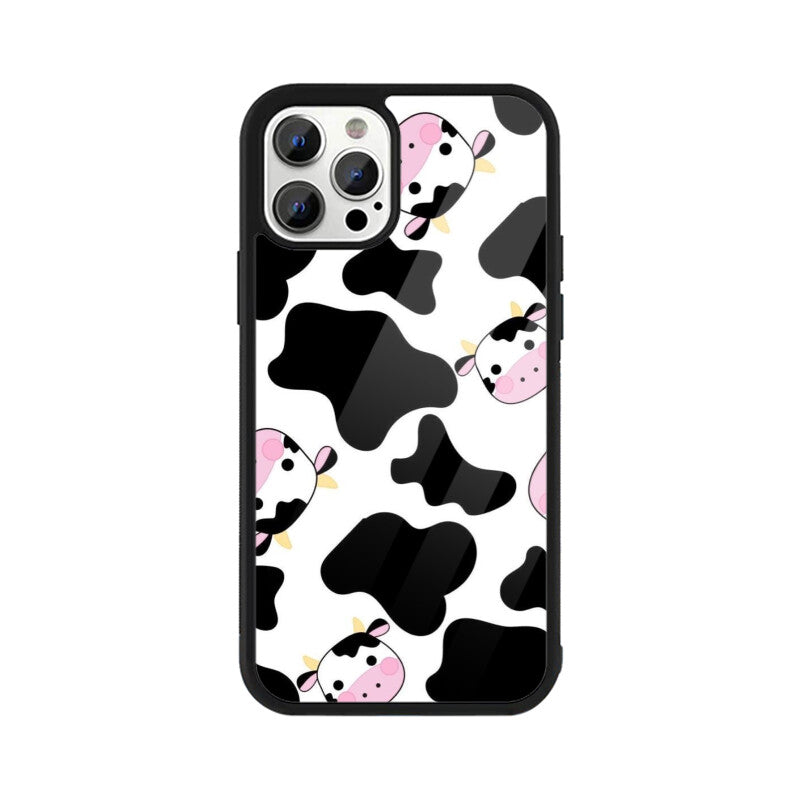 Cute Cow Cartoon Glass Case