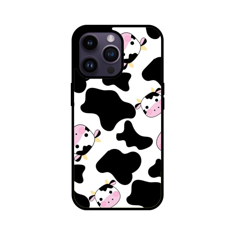 Cute Cow Cartoon Glass Case