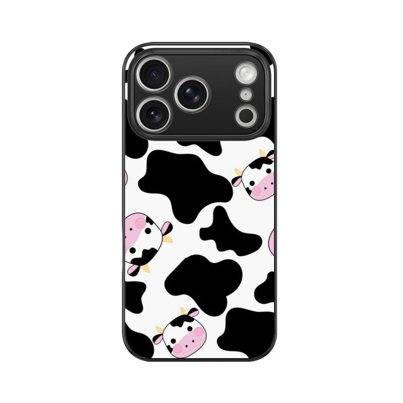 Cute Cow Cartoon Glass Case
