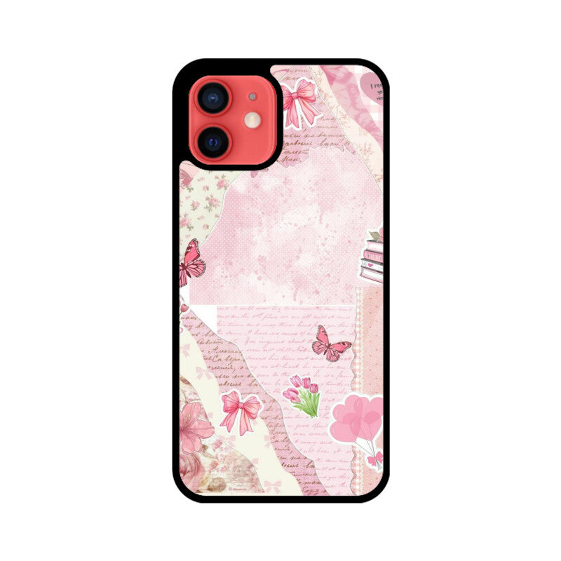 Vintage Pink Collage Aesthetic Glass Case