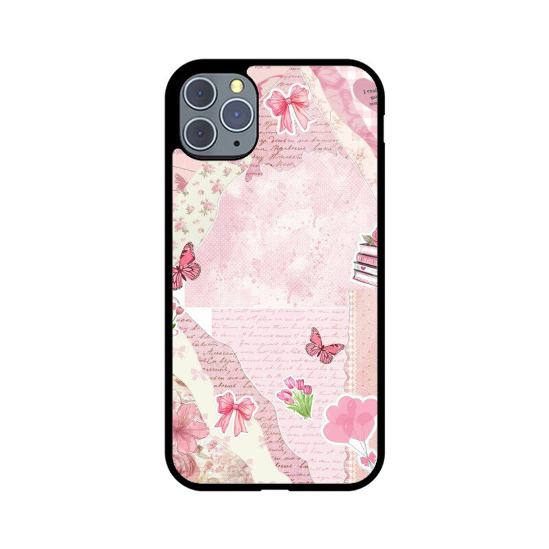 Vintage Pink Collage Aesthetic Glass Case