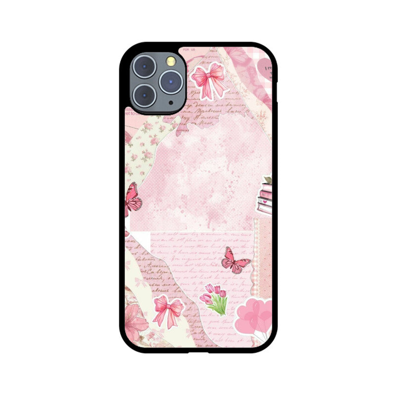 Vintage Pink Collage Aesthetic Glass Case