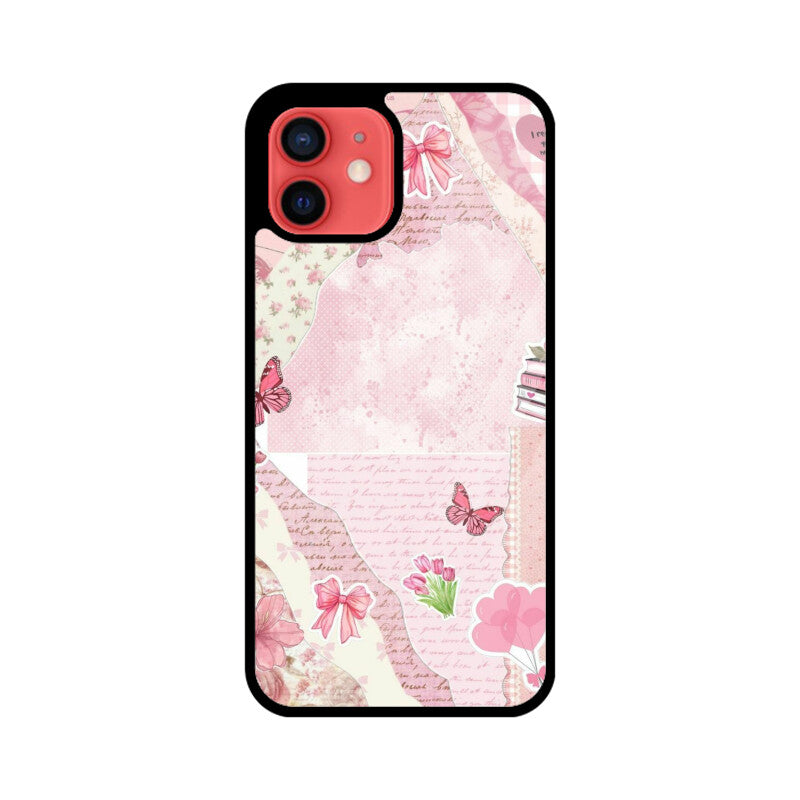 Vintage Pink Collage Aesthetic Glass Case