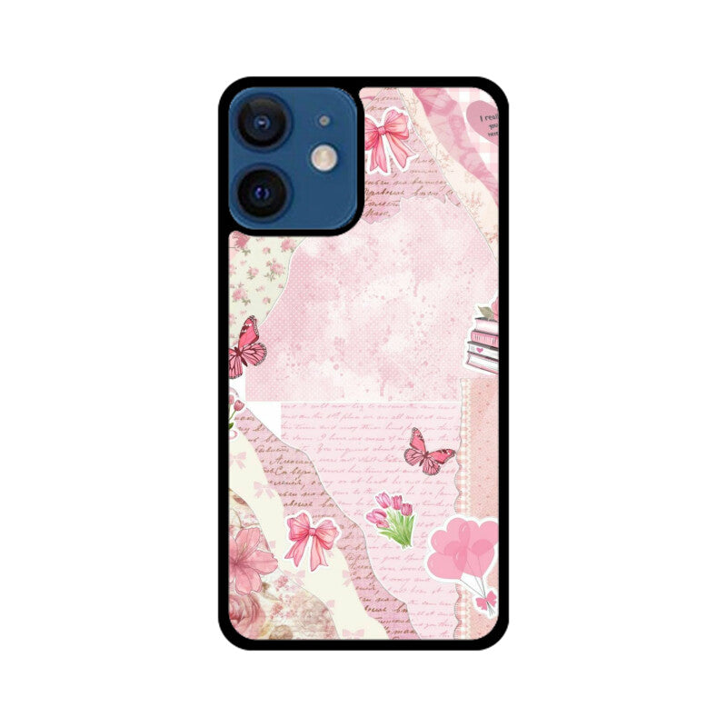 Vintage Pink Collage Aesthetic Glass Case