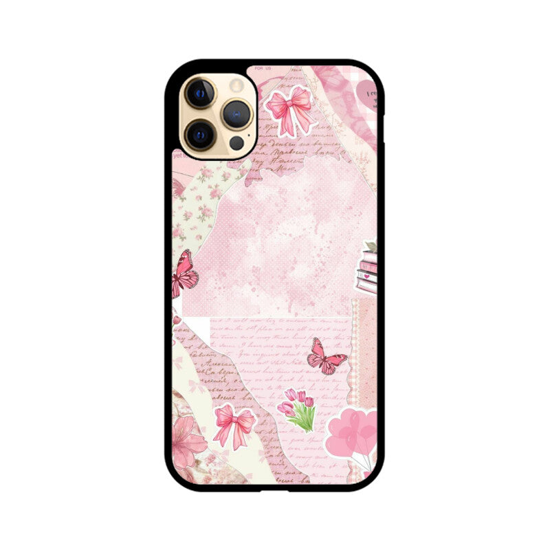 Vintage Pink Collage Aesthetic Glass Case