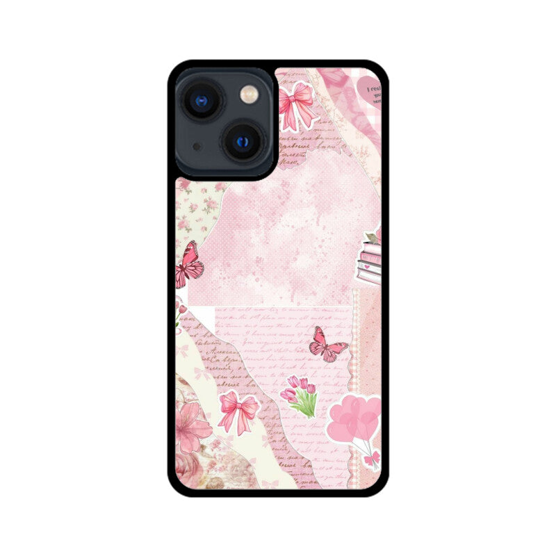Vintage Pink Collage Aesthetic Glass Case