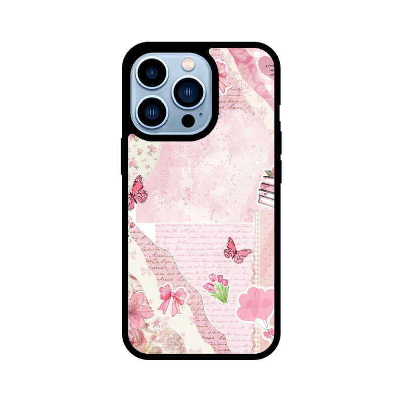 Vintage Pink Collage Aesthetic Glass Case