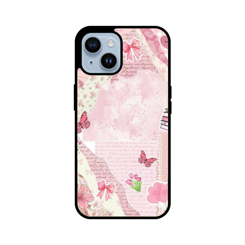 Vintage Pink Collage Aesthetic Glass Case