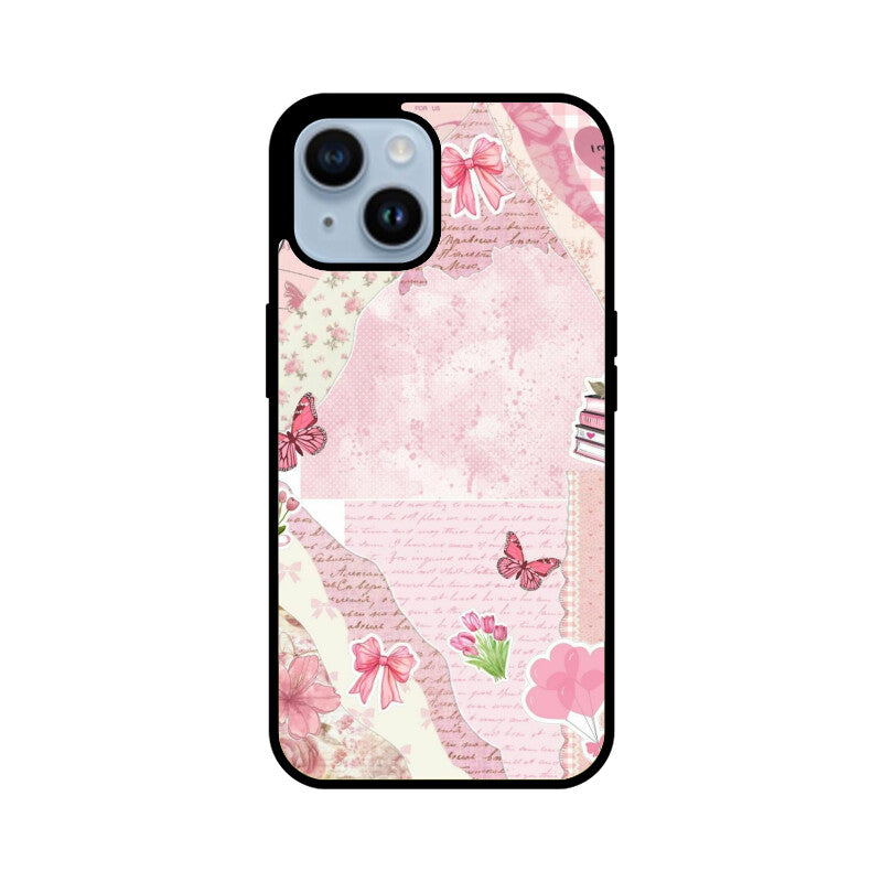 Vintage Pink Collage Aesthetic Glass Case