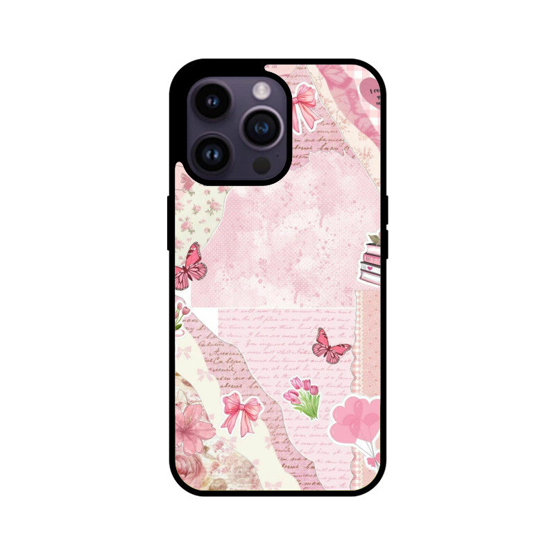 Vintage Pink Collage Aesthetic Glass Case