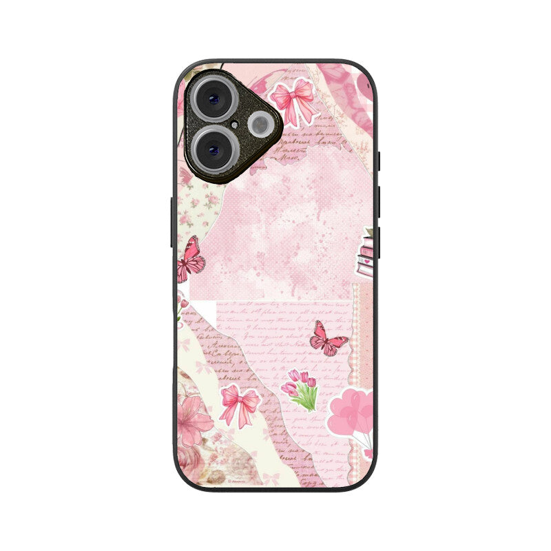 Vintage Pink Collage Aesthetic Glass Case
