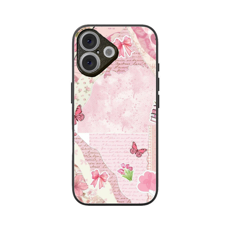 Vintage Pink Collage Aesthetic Glass Case
