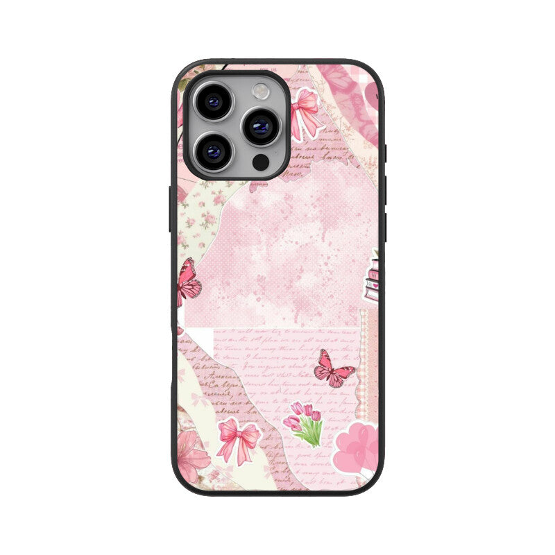 Vintage Pink Collage Aesthetic Glass Case