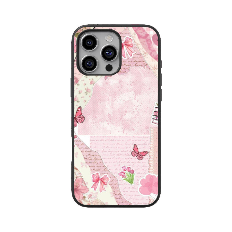 Vintage Pink Collage Aesthetic Glass Case
