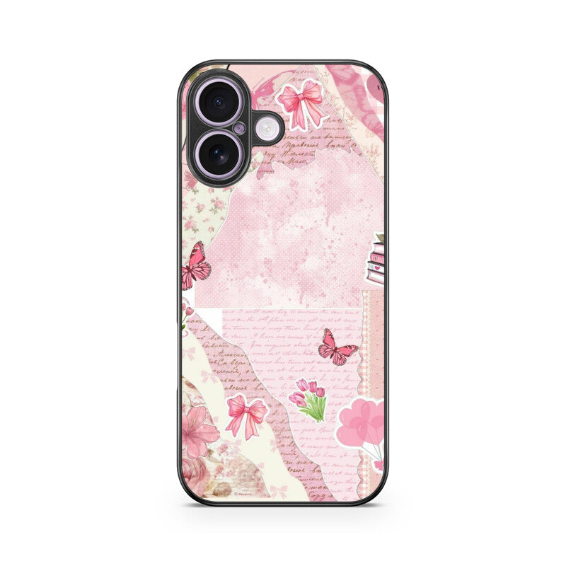 Vintage Pink Collage Aesthetic Glass Case