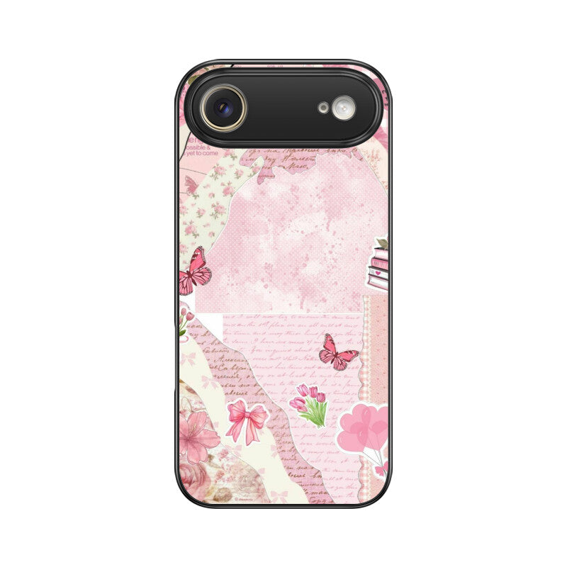 Vintage Pink Collage Aesthetic Glass Case