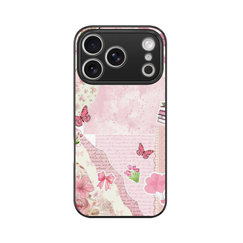 Vintage Pink Collage Aesthetic Glass Case