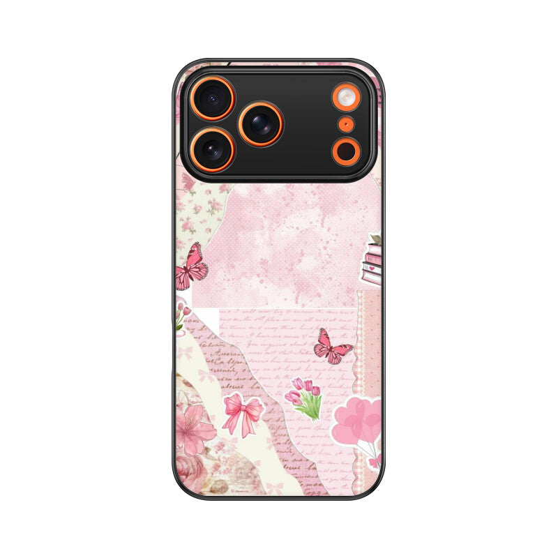 Vintage Pink Collage Aesthetic Glass Case