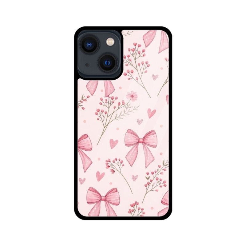 Pink Ribbon & Floral Glass Case