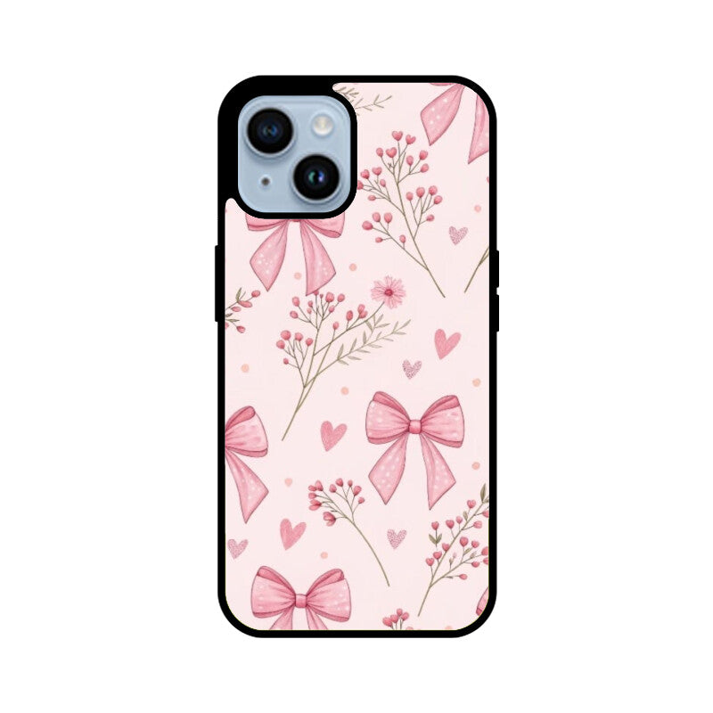 Pink Ribbon & Floral Glass Case