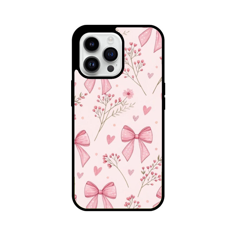 Pink Ribbon & Floral Glass Case