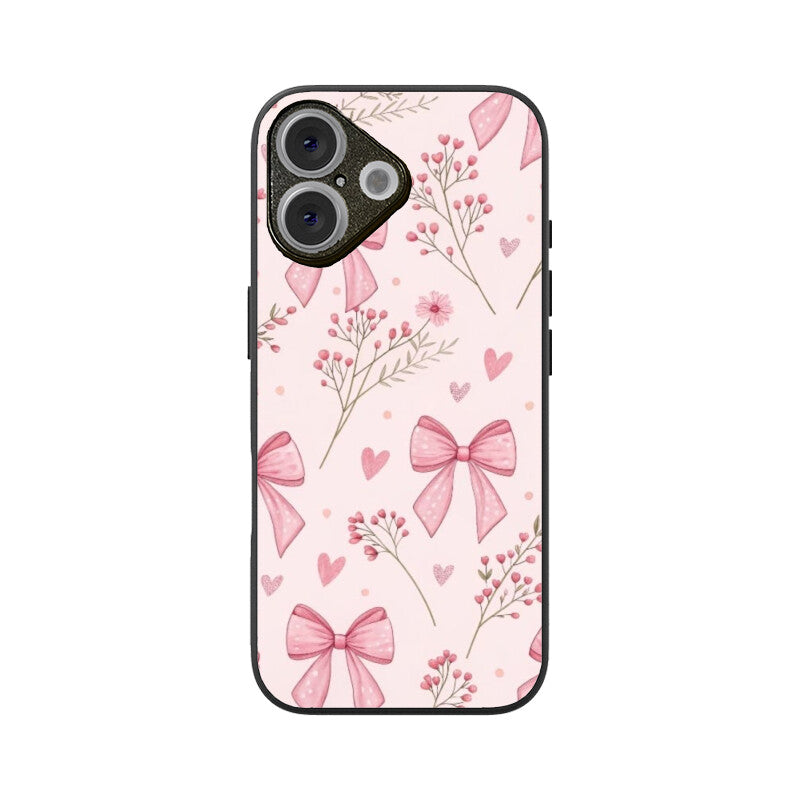 Pink Ribbon & Floral Glass Case
