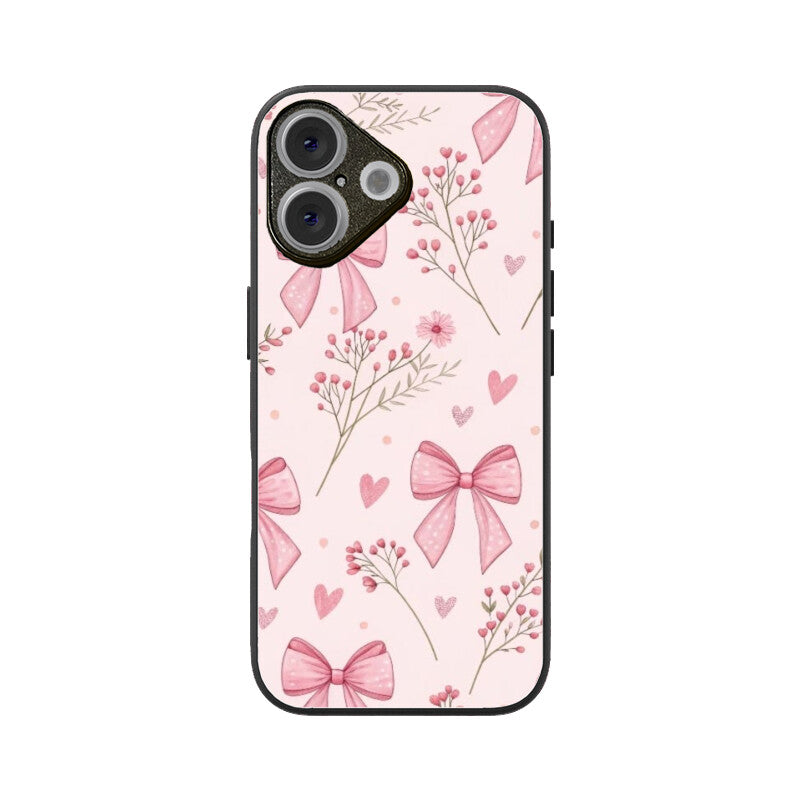 Pink Ribbon & Floral Glass Case