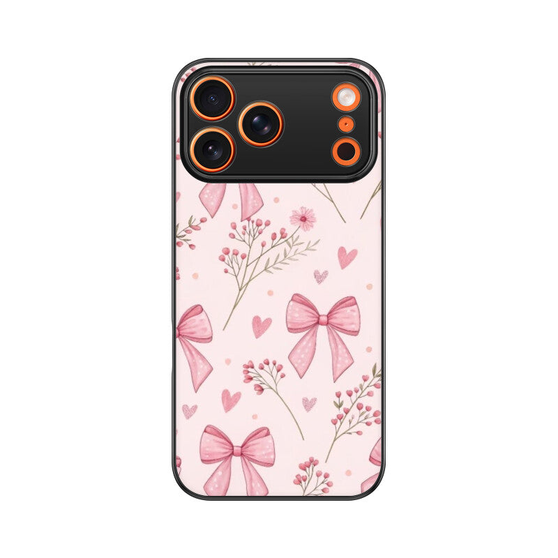 Pink Ribbon & Floral Glass Case