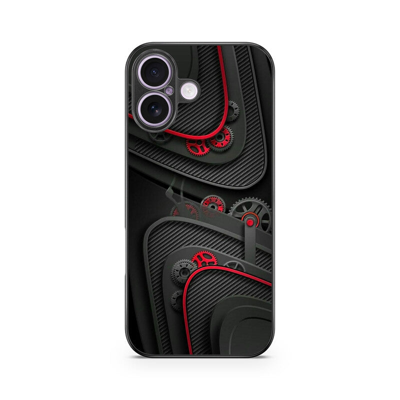 Crimson Mechanica Glass Case for Apple iPhone